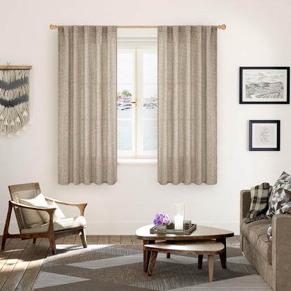Oatmeal Linen Semi Sheer Curtains 38 X 63 Inch Length 2 Panels (2 Count)