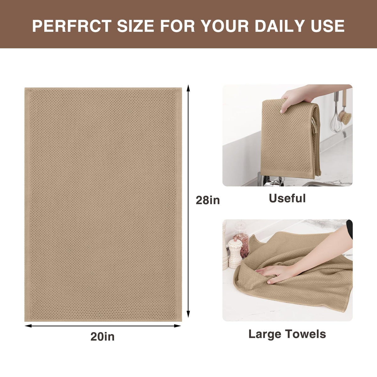 100% Cotton Oversized Waffle Weave Kitchen Towels 6 (6 Count)