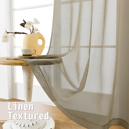 Sheer Door Curtains Closet Linen Textured Curtain Sheers Doorway Light Filtering Voile Patio Glass Door Rod Pocket Curtains French Doors