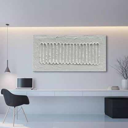 Art 24x48 Inch White Minimalist Abstract Oil Painting Home Wall Decor