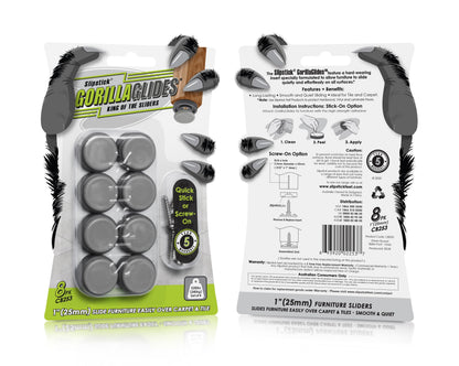 GorillaGlides CB253 1 Inch Chair Sliders (8 Count)