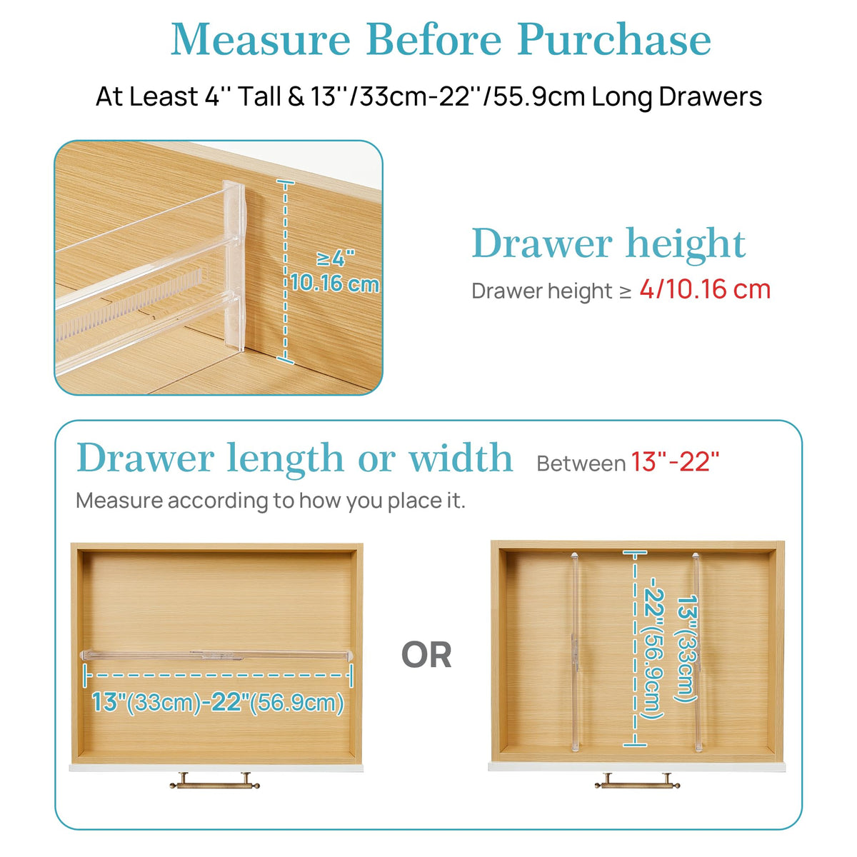 4" High Drawer Dividers for Clothes (4 Count)