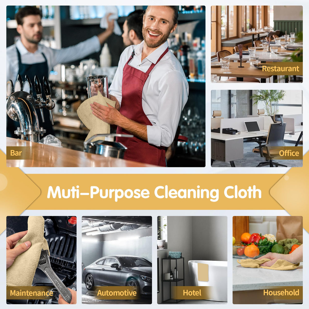 Beige Microfiber Cleaning Cloth (8 Count)