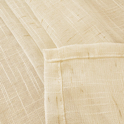 Linen Semi Sheer Curtains 40 Inch Length for Kitchen Window (2 Count)