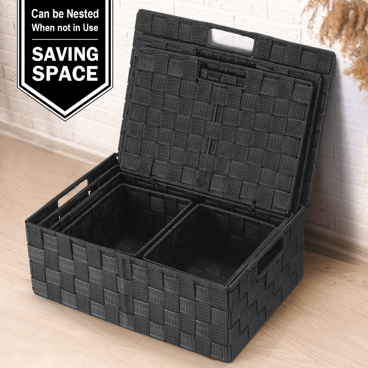 Storage Baskets with Lids (5 Count)