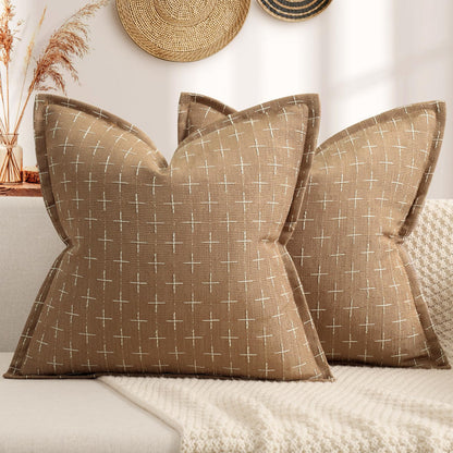 12x20 Pillow Covers Set of 2 Soft Polyester Textured Throw Pillow Covers with Stylish Flange Edge Cozy Farmhouse Throw Pillows for Couch Bed Sofa Living Room (2 Count)