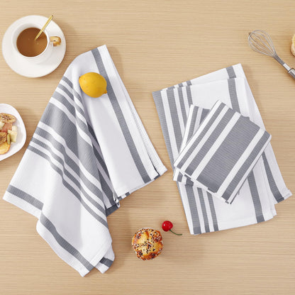 Premium Cotton Stripe Kitchen Towels 8 Pack (8 Count)