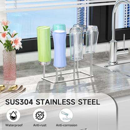 Water Bottle Drying Rack Reusable Bottle Rack Dryer Kitchen Stand Holder Metal Countertop Baby Bottle Drying Rack Water Cup Drying Rack for Plastic Bags