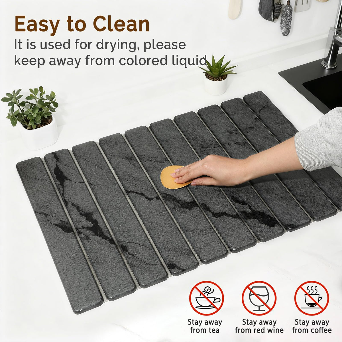 Large Stone Dish Drying Mat for Kitchen Counter