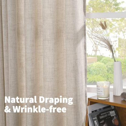 Linen Curtains 48 Inch Length (2 Count)