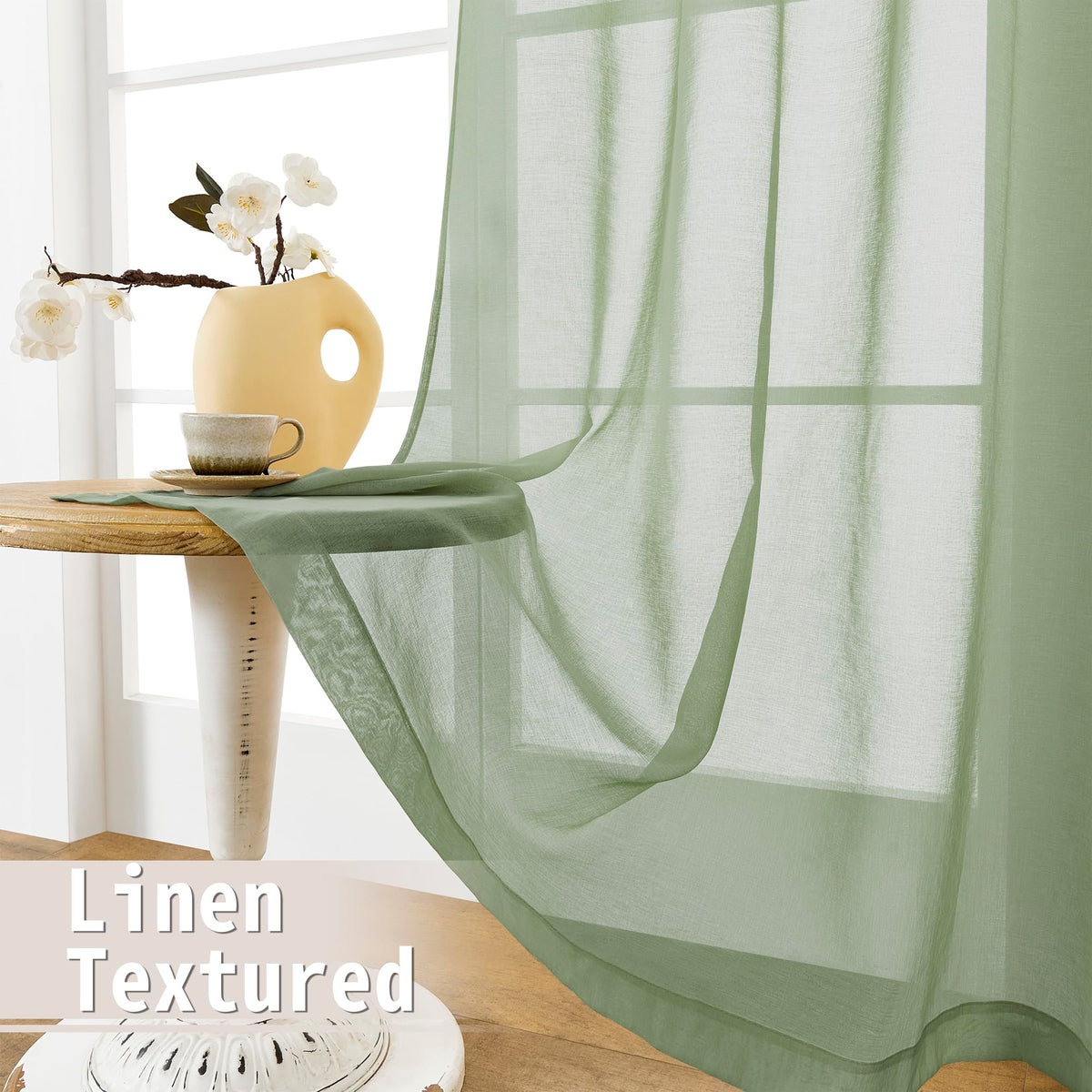 Small Sheer Door Curtain Closet Linen Textured Curtain Sheers Doorway Light Filtering Voile French Door Rod Pocket Curtains Patio Glass Doors