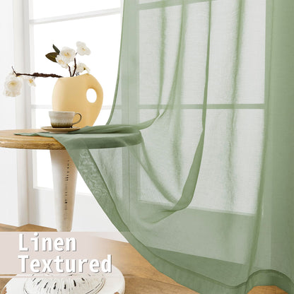 Small Sheer Door Curtain Closet Linen Textured Curtain Sheers Doorway Light Filtering Voile French Door Rod Pocket Curtains Patio Glass Doors