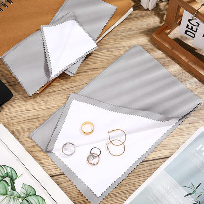 8 Pieces Large Jewelry Polishing Cloth Set Cleaning Cloths Silver Polishing Cleaning for Gold Silver Platinum Jewelry Coins Watches Silverware