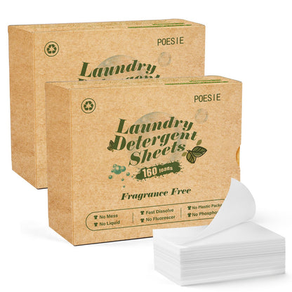 Laundry Detergent Sheets Fragrance Free 320 Sheets Liquid Free Travel Laundry Soap Non (320 Count)