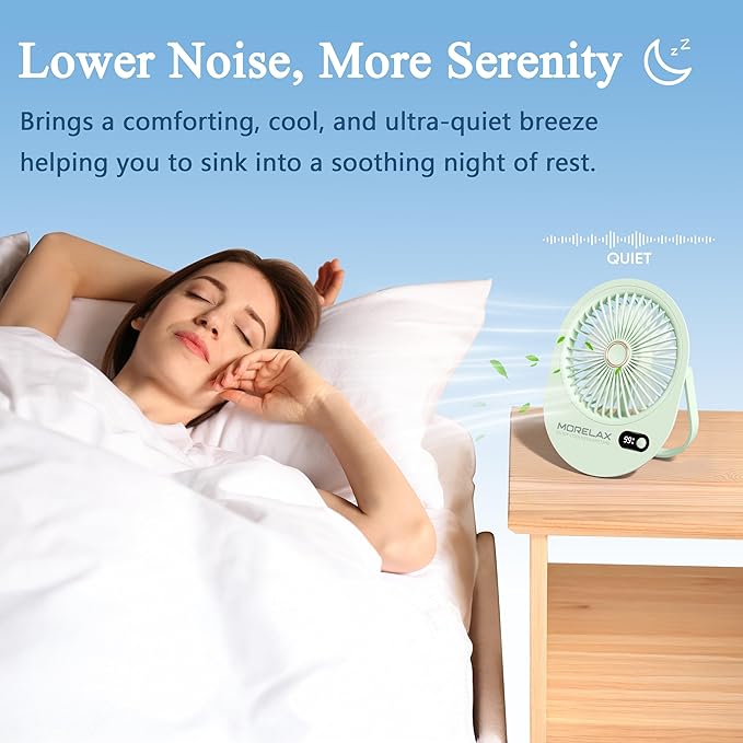 Jancane USB Desk Fan,3 IN 1 Rechargeable Small Portable Fan,180° Folding 6 Speeds Strong Wind Mini Personal Desktop Fan, Table Fans for Office/Bedroom, Gifts for Women/Men/girls (Green)