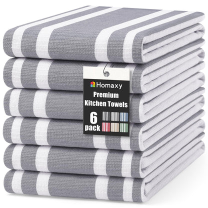 Premium Cotton Stripe Kitchen Towels 6 Pack (6 Count)