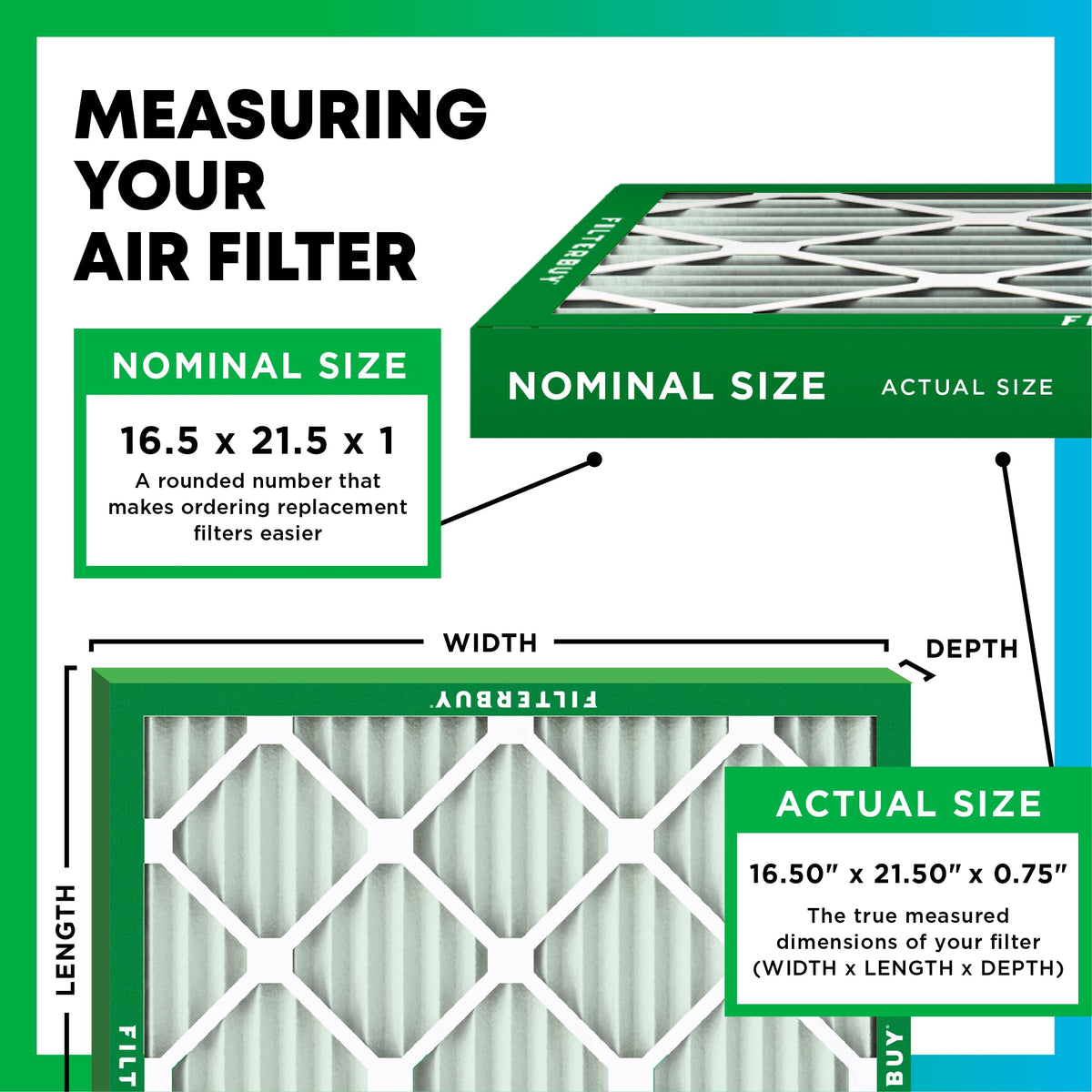16.5x21.5x1 Air Filter MERV 8 Dust & Allergy Defense (6 Count)