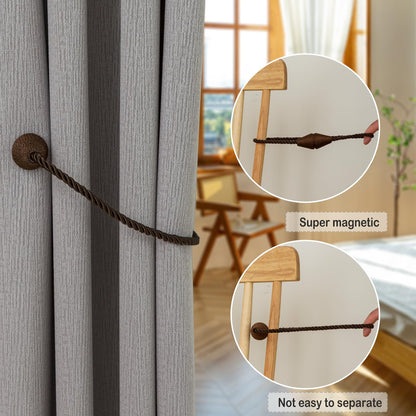 Magnetic Curtain Tiebacks 4 Pack Outdoor Rope Curtain Tie Backs Decorative Window Treatment Holdbacks for Home Decorative Curtain (4 Count)