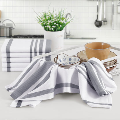 Premium Cotton Stripe Kitchen Towels 8 Pack (8 Count)