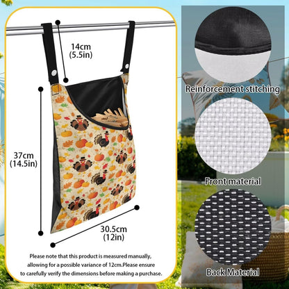 Pumkpin Clothespin Organizer Bag for Outdoor Turkey Portable Clothespin Storage Bags with Large Opening Waterproof Laundry Clothespins Bag Clothespins Holder for Clothesline Outdoor