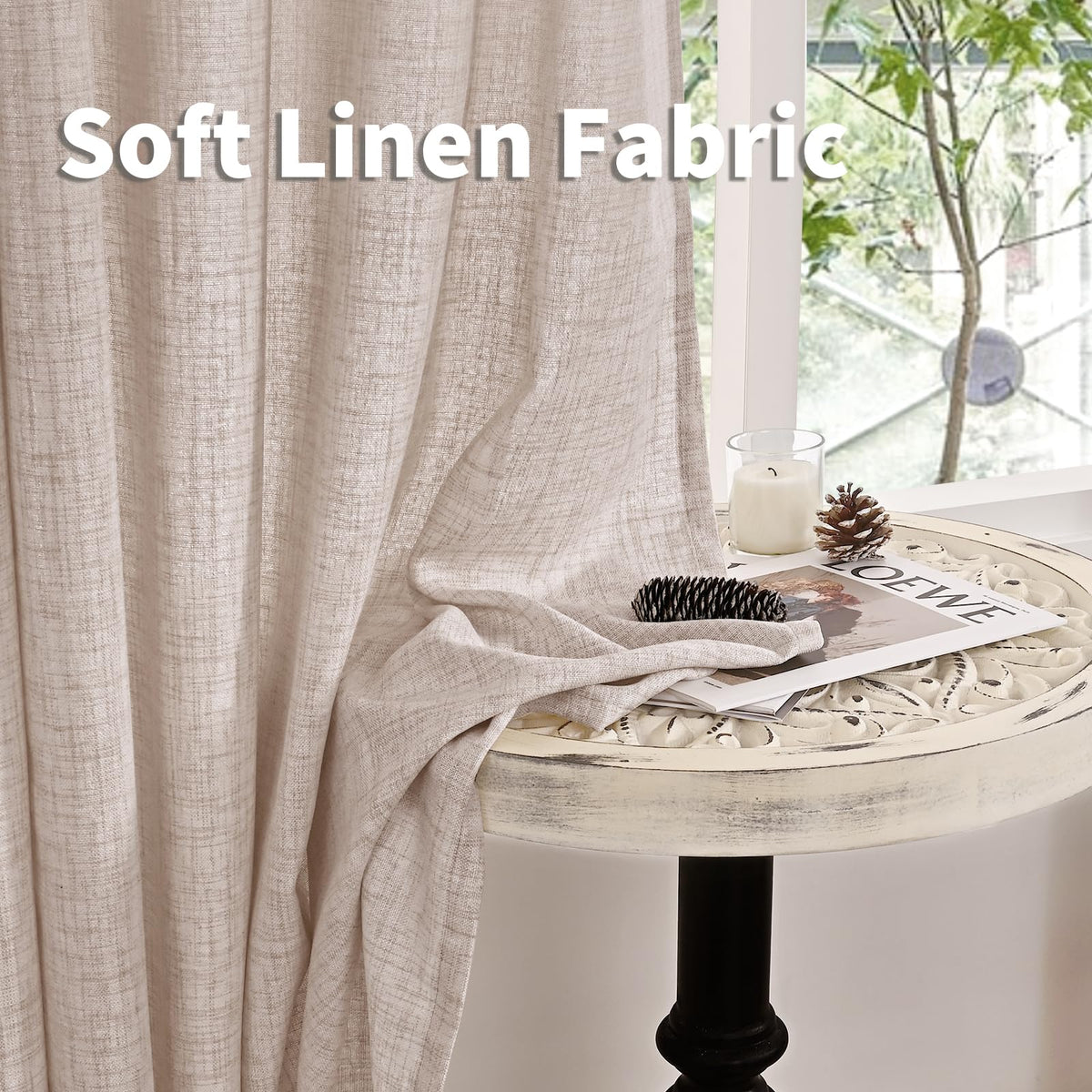Linen Curtains 90 Inch Length 2 Panels for Living Room (2 Count)
