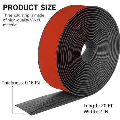20Ft Floor Transition Strip Self Adhesive Vinyl Cover Floor Strip Flat Divider Transition Strip Wood Grain Design for Laminate Floor Gaps and Doorway Transitions (20 Foot)