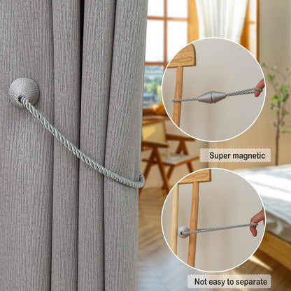 Magnetic Curtain Tiebacks 6 Pack Outdoor Rope Curtain Tie Backs Decorative Window Treatment Holdbacks for Home Decorative Curtain (6 Count)