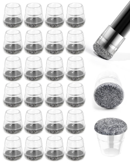 24 PCS Silicone & Felt Chair Leg Floor Protectors (24 Count)