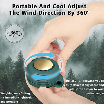 Portable Clip-On Fan, Mini USB Rechargeable 360° Rotatable Fan, 3-Speed Silent Mini Bladeless Fans (Pink and green)