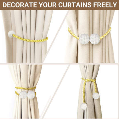 Magnetic Curtain Tiebacks Golden 6pcs (6 Count)