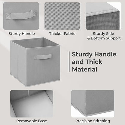 11 Inch Fabric Storage Bins, Storage Cubes, Collapsible Cube Storage Box, Fabric Closet Organizers with Handle for Home, Office, Shelf, Closets, Bedroom, Living Room, Grey, 36 Pack