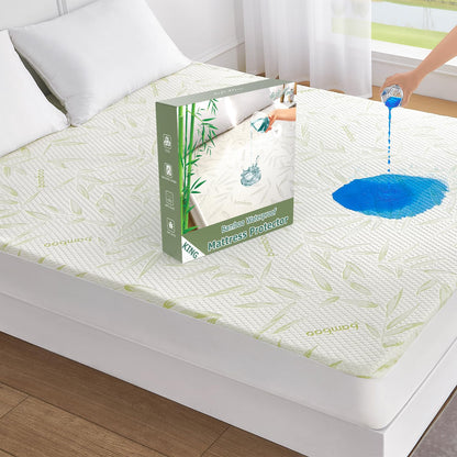 King Mattress Protector Waterproof Mattress Pad Washable Bamboo Rayon Mattress Cover Breathable Noiseless Bed Protector 5"