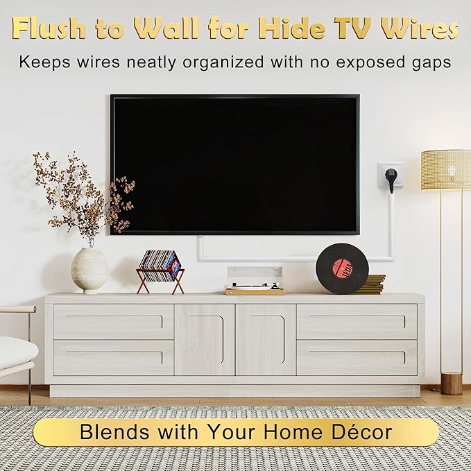 78in Cord Hider for Wall, Hide TV Wires, Self-Adhesive Silicone Cord Covers for Wires on Wall, White Cable Raceway Kit, Paintable Cable Hider Flush to Wall Design in Home Office, 0.7" W x 0.4" H