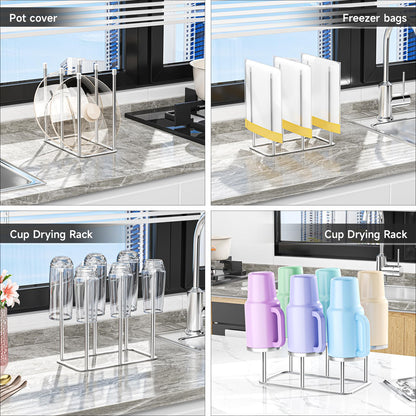 Water Bottle Drying Rack Reusable Bottle Rack Dryer Kitchen Stand Holder Metal Countertop Baby Bottle Drying Rack Water Cup Drying Rack for Plastic Bags