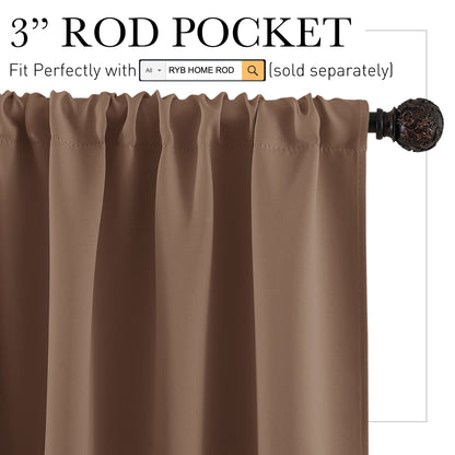 Basement Bathroom Kitchen Cafe Blackout Privacy Curtains 30 inches (2 Count)