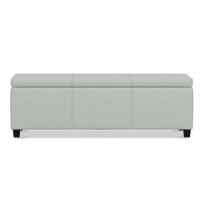 Avalon 48" Wide Linen Look Fabric Storage Ottoman in Grey
