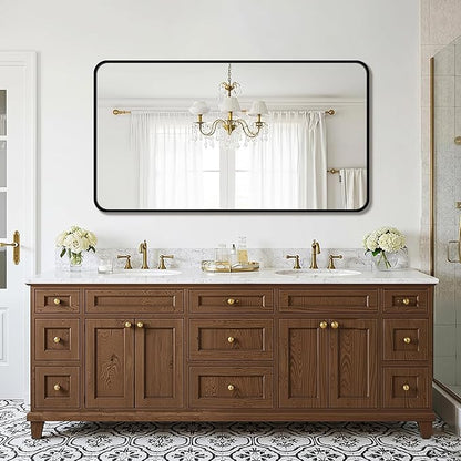 FICTOR Bathroom Mirror, 30"x55" Black Framed Vanity Mirror for Wall, Shatterproof &Anti-Rust Bathroom Mirrors for Over Sink, Bedroom, Living Room, Entryway, Vertical/Horizontal Mount
