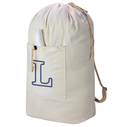 Laundry Bag Backpack Personalized Initial Canvas Laundry Bag