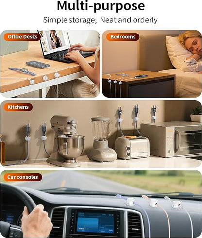 8 Pack Rotatable Cable Clips Cord Organizer,Desk Cable Management Accessory,Cord Clips,Adhesive USB Wire Holder Keeper Organizer for Home Office Desk Phone Car Wall Desktop Nightstand cable organizer