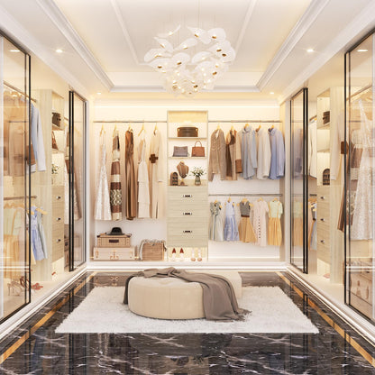 96'' Closet Organizer System with 3 Hanging Rods
