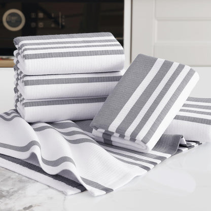 Premium Cotton Stripe Kitchen Towels 6 Pack (6 Count)