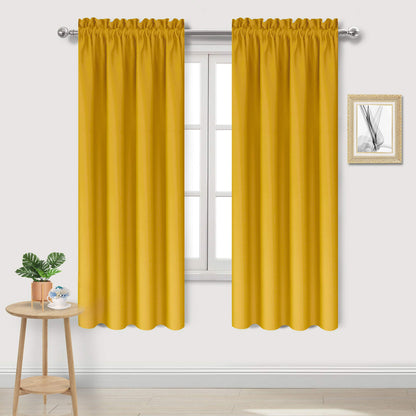 Blackout Curtains for Bedroom Living Room 42 x 63 Inch Long Yellow