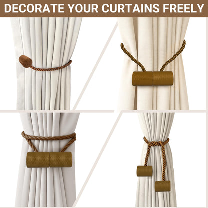 Magnetic Curtain Tiebacks Dark Brown 4pcs