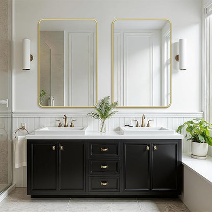 FICTOR Bathroom Mirror, 36"x24"Gold Framed Vanity Mirror for Wall, Shatterproof &Anti-Rust Bathroom Mirrors for Over Sink, Bedroom, Living Room, Entryway, Vertical/Horizontal Mount