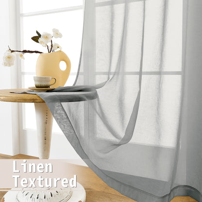 Sheer Door Curtain Closet Linen Textured Curtains Sheer Doorway Light Filtering Voile Patio Glass Doors Rod Pocket Curtain French Door