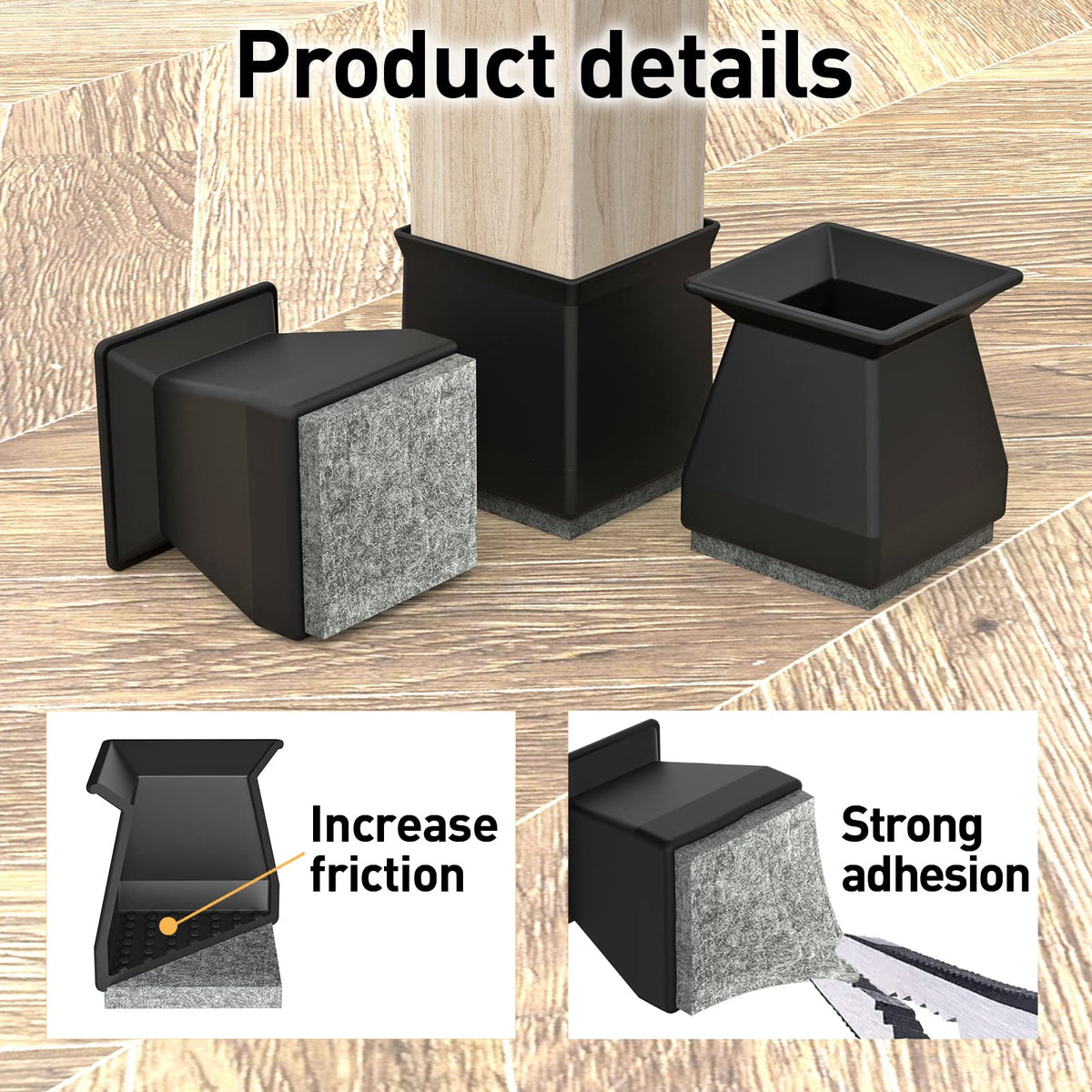 Square Chair Leg Protectors for Hardwood Floors (16 Count)