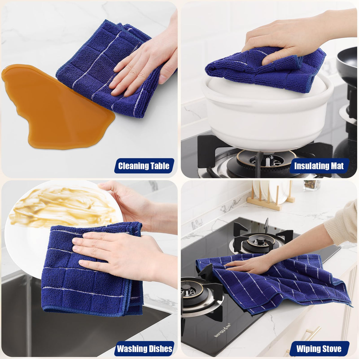 Microfiber Kitchen Towels and Dishcloths Sets (20 Count)