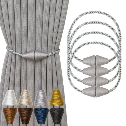 Magnetic Curtain Tiebacks 4 Pack Outdoor Rope Curtain Tie Backs Decorative Window Treatment Holdbacks for Home Decorative Curtain