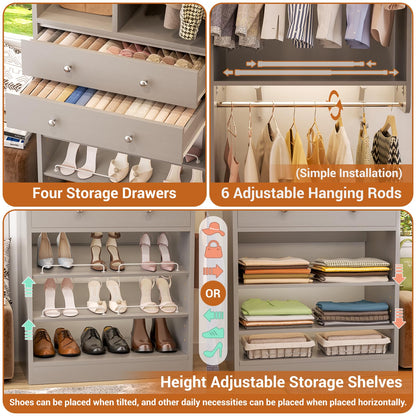 10FT Closet System with 4 Drawers (10 Foot)