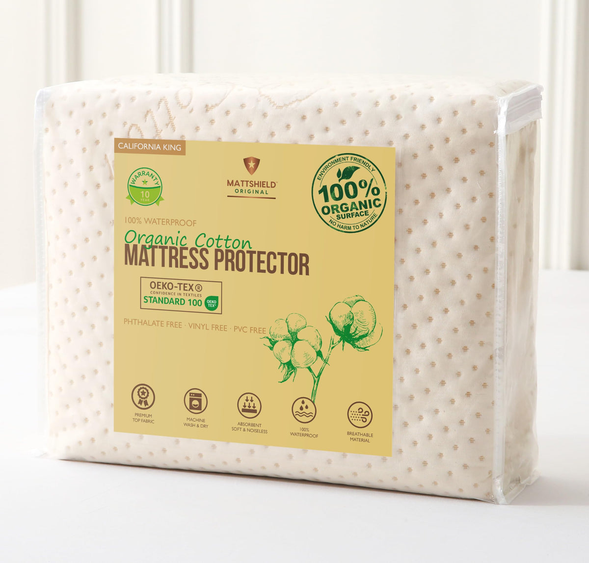 Luxury Waterproof Organic Mattress Protector Cal King Size